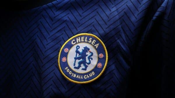 a close up of the chelsea badge on a shirt