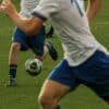 Soccer players are shown during a match