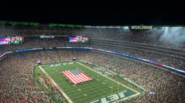 a football stadium filled with lots of people