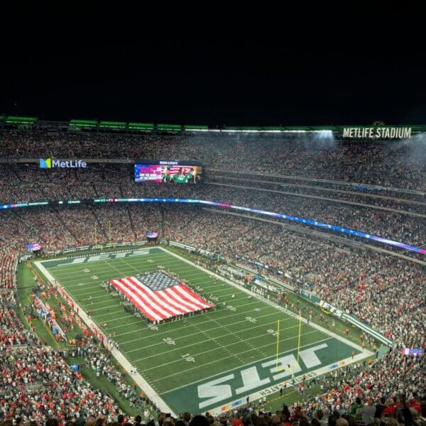 a football stadium filled with lots of people